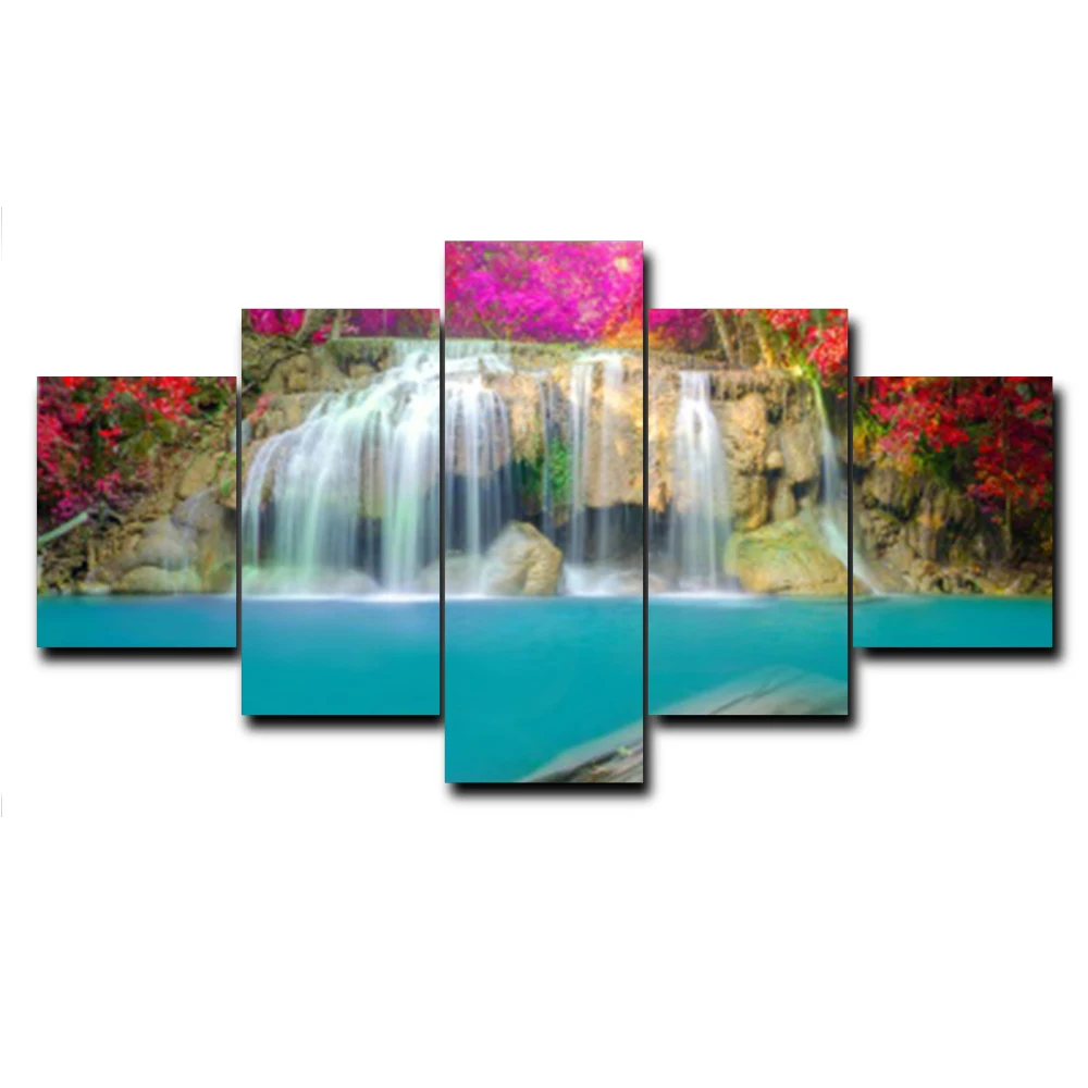 5 Panel Abstract Natural Scene Canvas Oil Painting Wall Artwork Posters and Prints for Home Kitchen Bathroom Decoration No Frame | Дом и сад