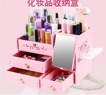 

Cosmetics boxes desktop dresser with mirror creative shelf