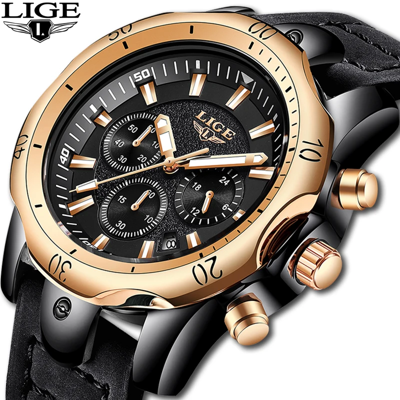 Relojes Hombre 2018 New LIGE Quartz Wristwatch Male large Dial Gold ...