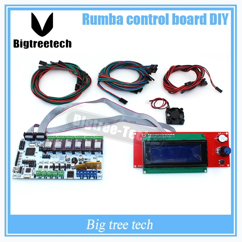 BIQU Rumba control board DIY cooler fan LCD 2004 controller display jumper wire DRV8825 Stepper driver