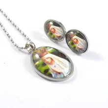 Fashion Women Necklace Earrings Sets Stainless Steel Charm Pendant Earrings Jewelry Sets