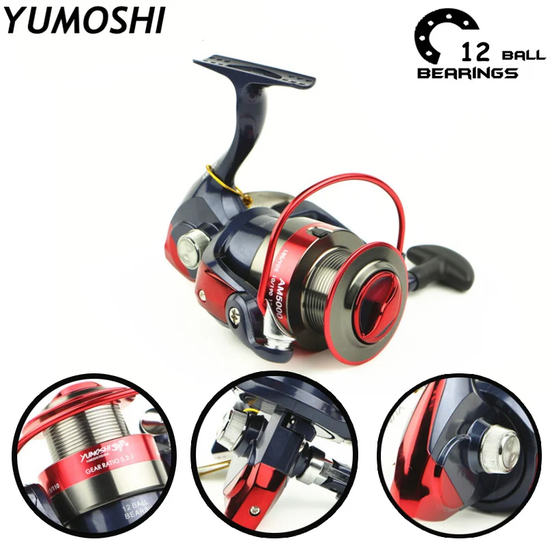 

12BB Metal Feeder Spinning Fishing Reels Water Droplets Casting Line Design Doesn't Hurt Fishing Line 5.5:1 Fishing Reels