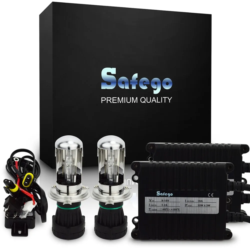 Safego AC 12V H4 3 xenon H4 Bixenon kit hid H4 hi lo High Low 6000K