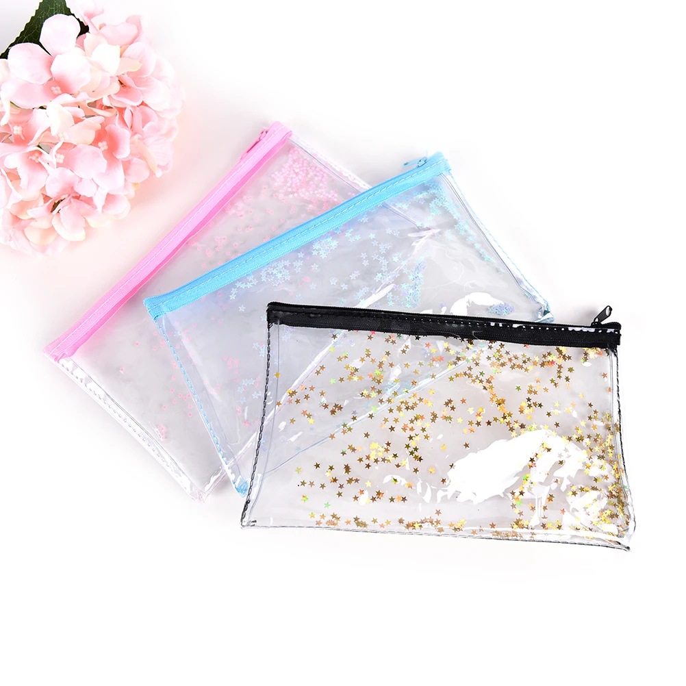 1PC Travel PVC Cosmetic Bags Women Transparent Clear Zipper Makeup Bags
