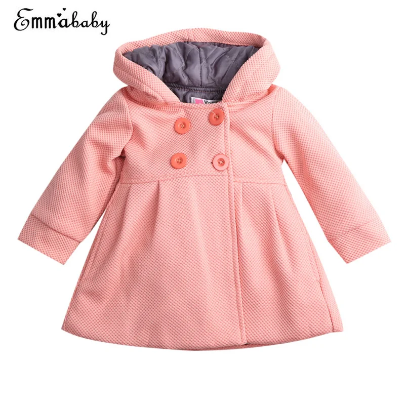 

2017 Kawaii Baby Girl Clothes Winter Warm Wool Blend Parkas Snowsuit Pea Coat Hooded Coat Down Outewear Clothes
