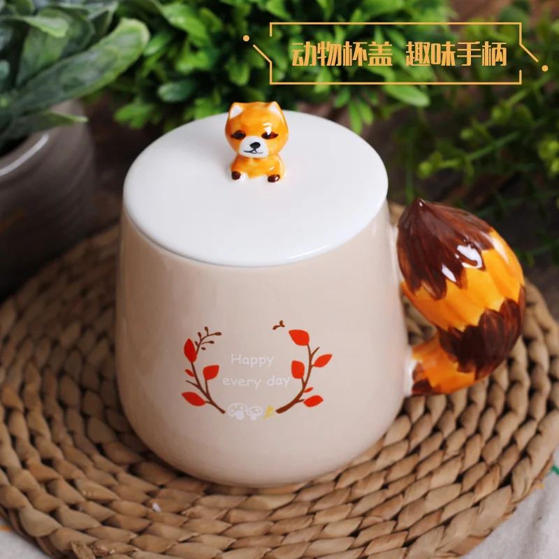 Креативная керамическая кружка с лисьим животным|ceramic cup|mark cupglass mark |