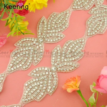 

Sparkle Clear Rhinestone Beaded Applique Trim WRA-721