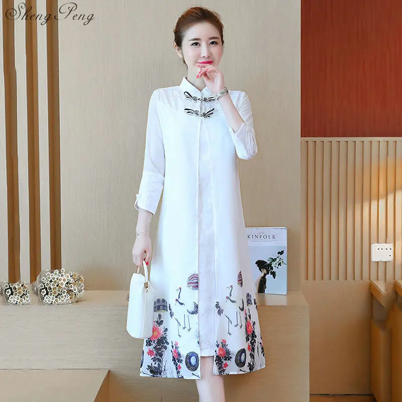 

2018 summer chinese traditional dress women chinese dress qipao side slit cheongsam chinese style modern oriental dress Q175