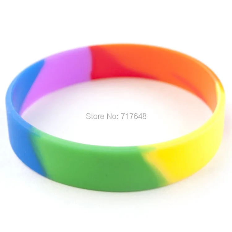 100pcs pride rainbow wristband silicone bracelets free shipping by ePacket Ain Cuff Bracelets