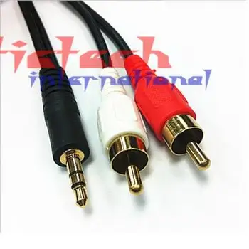 

by dhl or ems 200pcs 1.5m 3m 5m AV 1 into 2 Audio Stereo Aux Cord 2RCA to 3.5mm Male 3.5 Jack RCA Aux Cable For Car/PC/TV