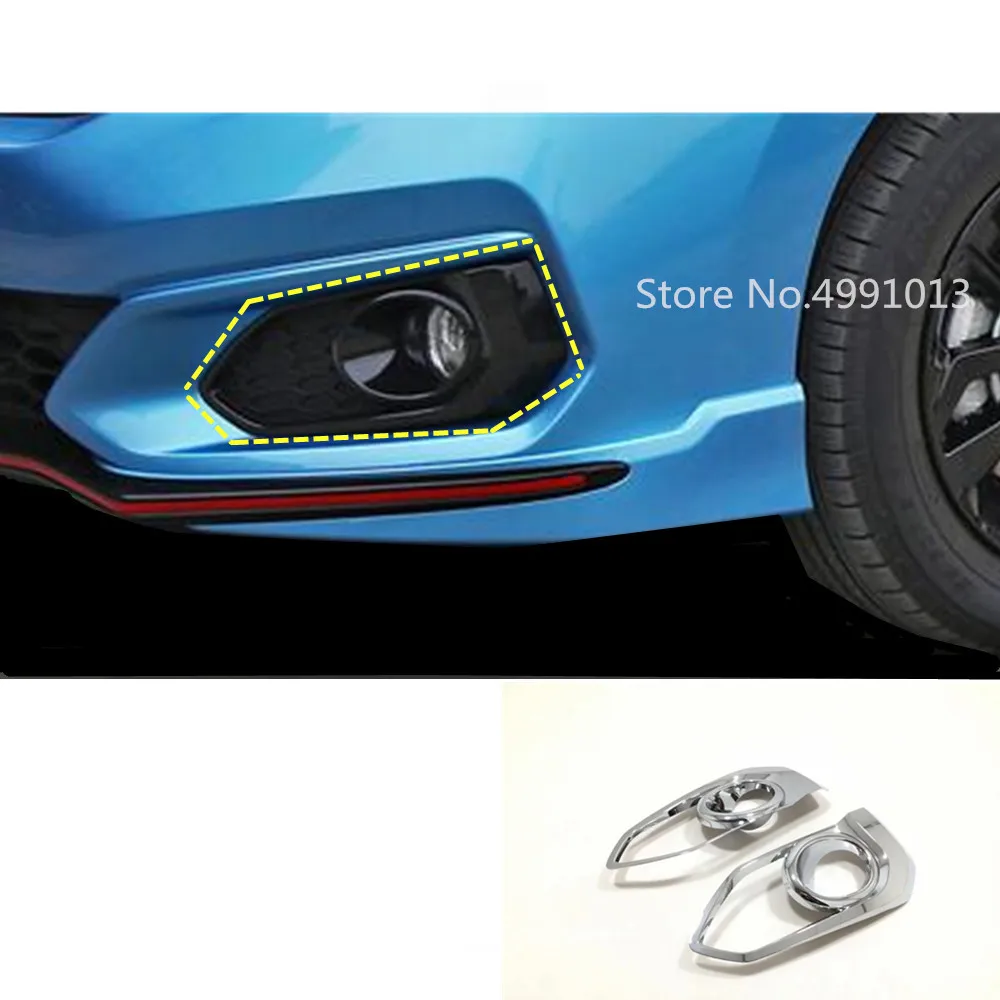 

For Honda Fit Jazz 2017 2018 2019 car head hoods front fog light lamp detector frame sticker ABS chrome cover trim 2pcs