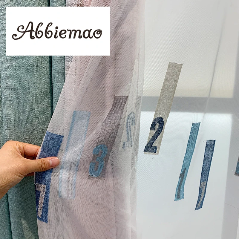 Abbiemao Modern Simple Style Cotton Hemp Curtain For Bedroom Float Window Customized High Shade Curtain Blackout Curtains