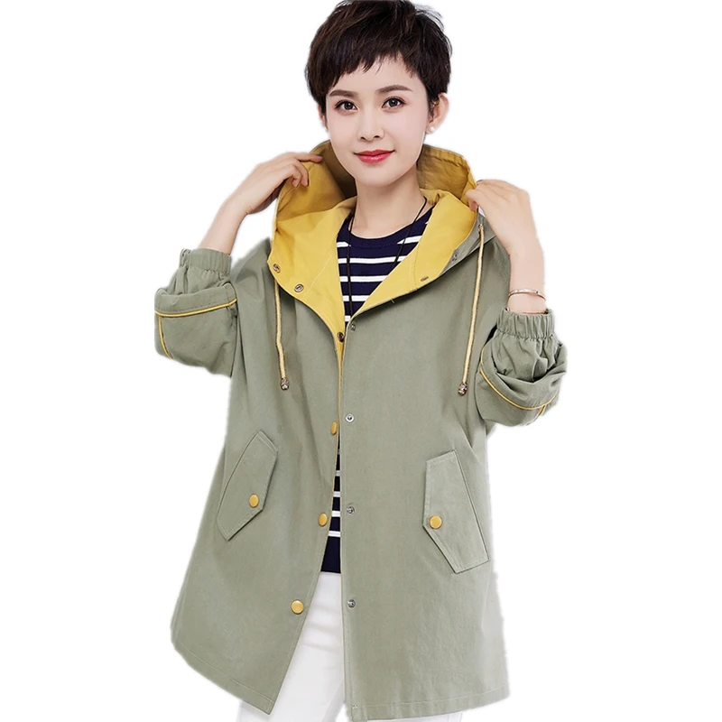 

2019 Spring new hooded jacket women high quality ladies outerwear plus size fashion female windbreaker elegant long sleeve tops