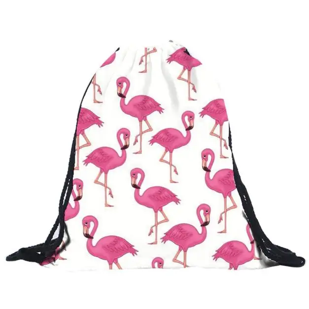 

Drawstring Bags Polyester Unisex 3D Printing Backpack For Teenagers Flamingos Pattern Fashion Design Travel Package #TW
