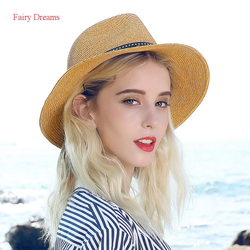 Fairy Dreams Summer Beach Straw Hat New Style Brim Unisex Gray Sun Hat