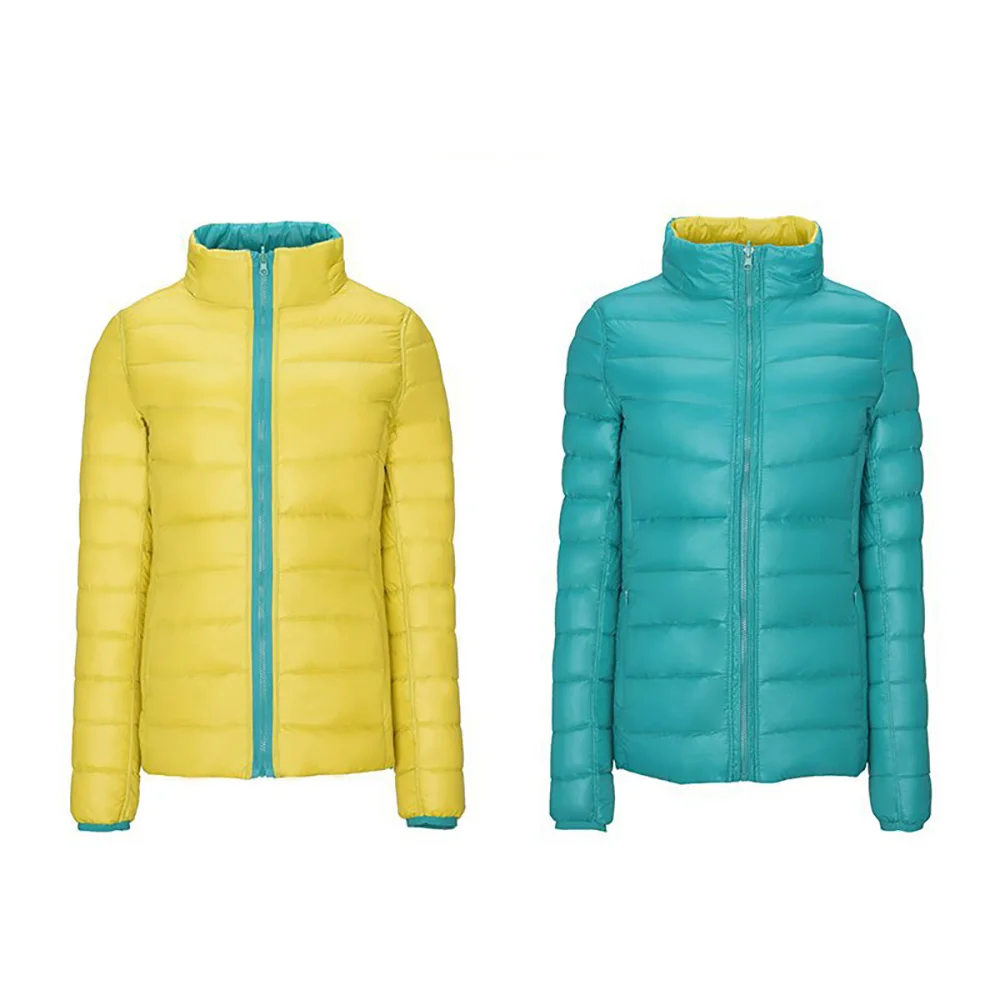 5XL 6XL зимняя двухцветная Женская ветрозащитная теплая легкая пуховая куртка размера плюс, Повседневная тонкая теплая парка - Цвет: YellowGreen