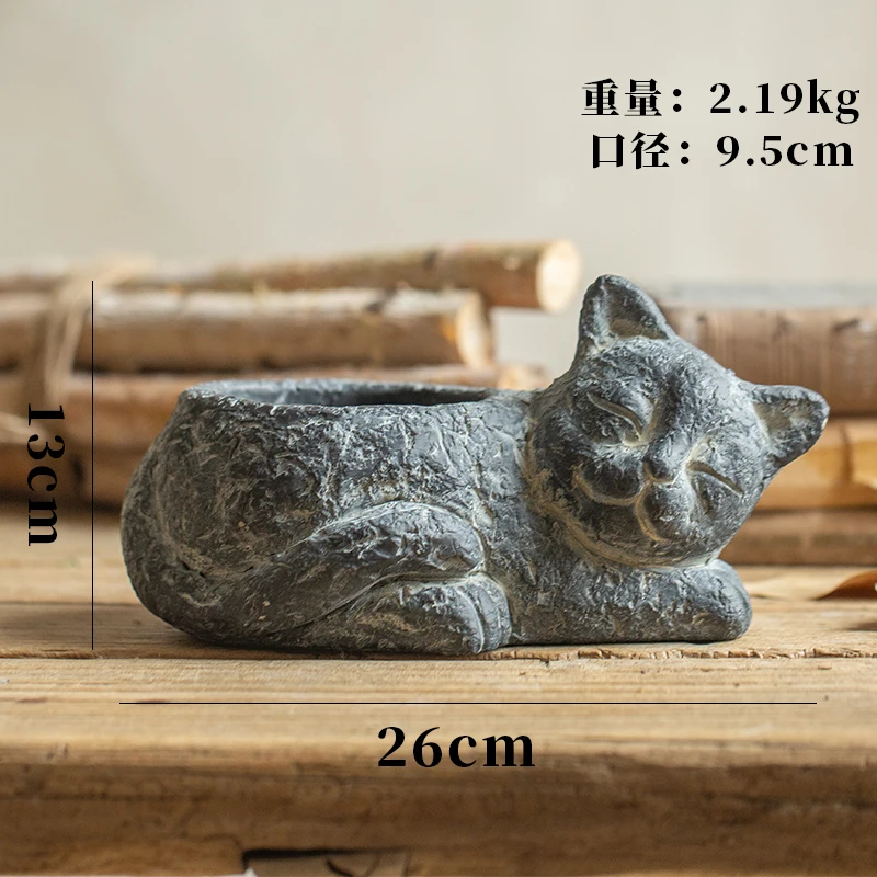 Creative Concrete Pig Fish Cat Rabbit Sculpture Statue Succulent Plant Container Green Planters Small Bonsai Pots Home Decor - Цвет: 8