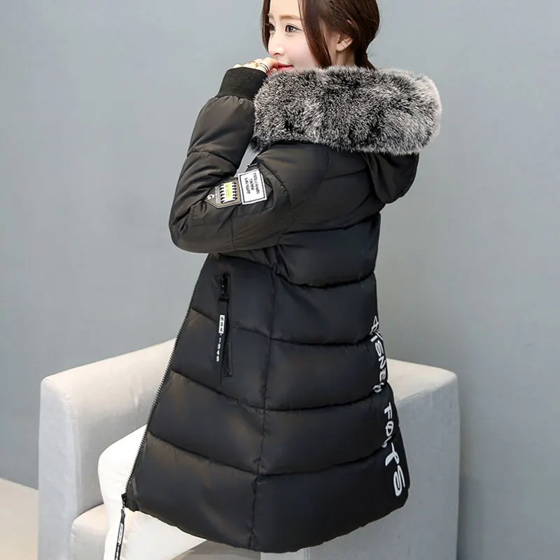 Jacket Women Winter Coats Cotton Casual Fur Hooded Jacket Long Ladies Warm Winter Female Overcoat Women Coat LD1268