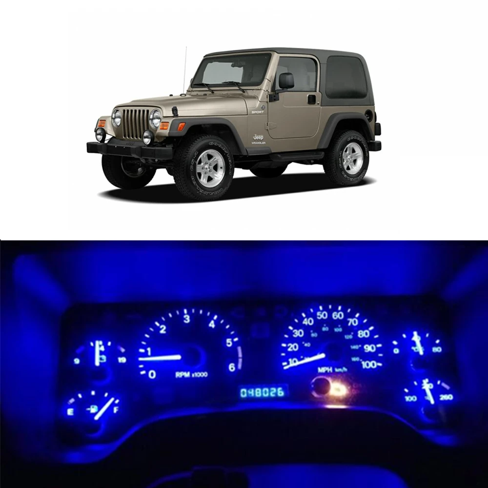 Painel de Instrumentos de Medição Conjunto de Luz Completa para Jeep Wljh Velocímetro Tacômetro Wrangler yj 1987-2006 12v Led 7 Automóveis e motos