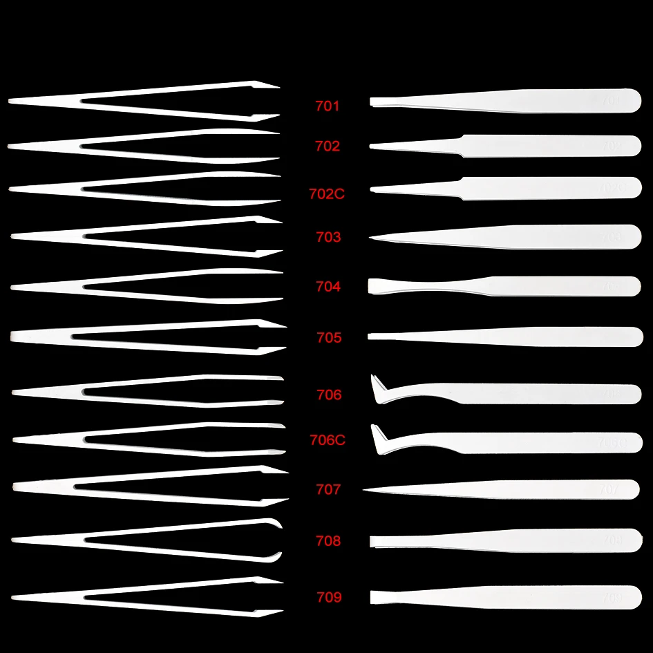 701 702 703 704 705 708 709 точный Пинцет Набор пластиковый антистатический Портативный Гибкий Набор инструментов белый Высококачественный 3000 шт/партия