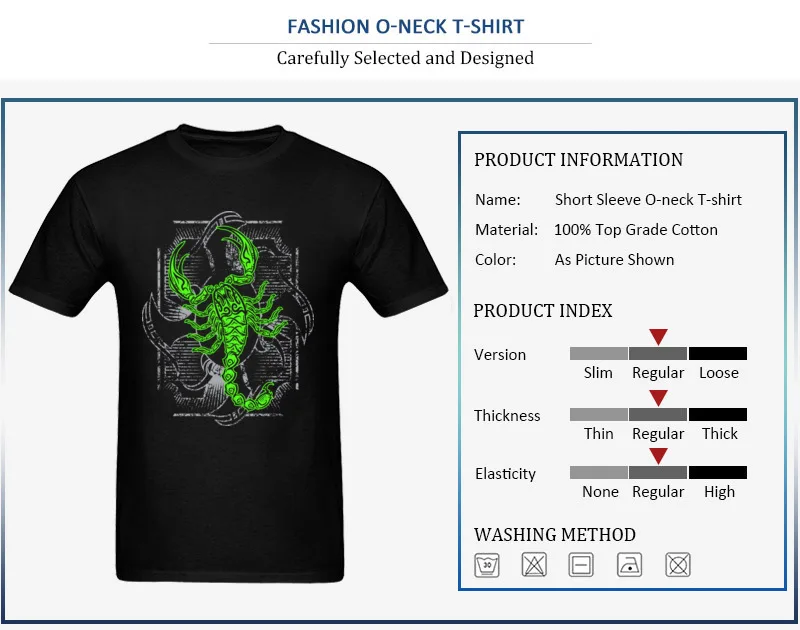 Scorpion Cotton Tops Tees for Male Summer T Shirts Normal Designer O-Neck Clothing Shirt Short Sleeve Free Shipping Scorpion