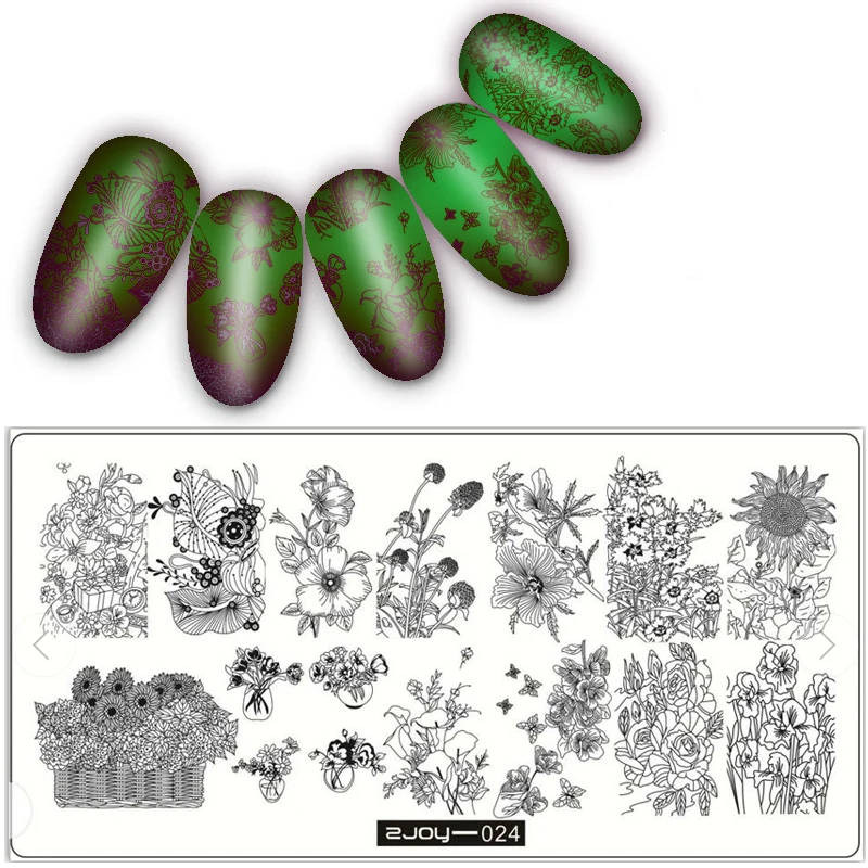 1 шт. 12.5*6.5 см стемпинг прямоугольник ногтевых пластин, тиснение цветы изображения 3D DIY узор плиты DIY ногтей штамповки шаблон