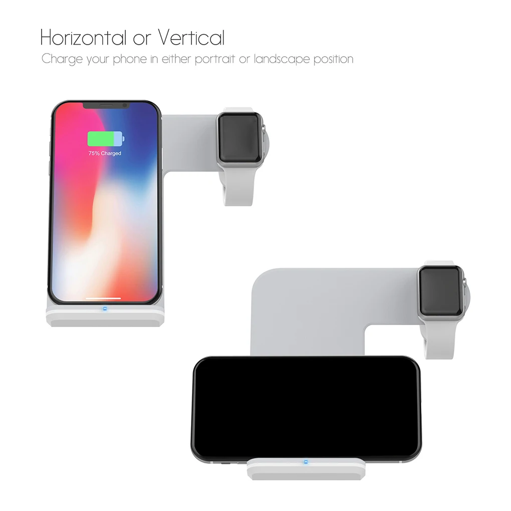 

NEW F11 Qi Wireless Charger 2 in 1 Fast Wireless Charger Vertical Bracket Stand Dock Replacement for iPhone Mobile Watch