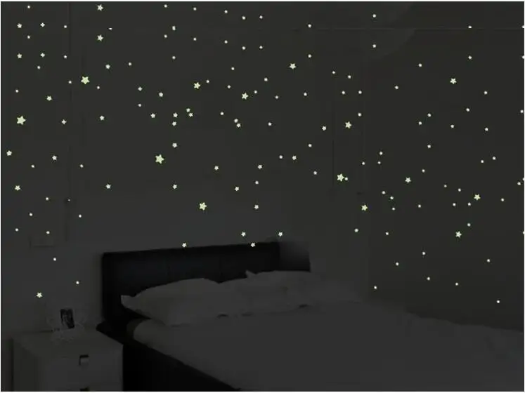 

76pcs Luminous stickers fluorescent stars wall stickers 3D stereo bedroom dormitory bedroom children's room wall stickers