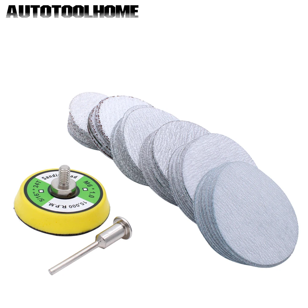 

80-600 Mixed Grit 2 Inch Sander Disc Sanding Disk Sand Paper with 50mm Polish Pad Plate for Dremel 3000 Abrasive Tools