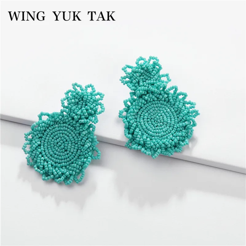 

wing yuk tak Bohemian Statement Earrings for Women Fashion Hyperbole Colorful Acrylic Bead Big Drop Earrings 2019
