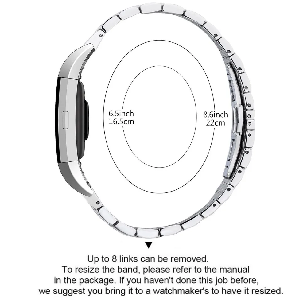 Ktab Умные аксессуары FitBit Charge 2 диапазона Нержавеющая сталь замена ремешок с кристалл горного хрусталя алмаза для FitBit Charge 2