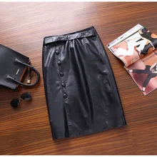 Модная женская юбка из натуральной овечьей кожи для женщин, вечерние юбки до колен черного цвета размера Плюс xxxl 2xl 3xl