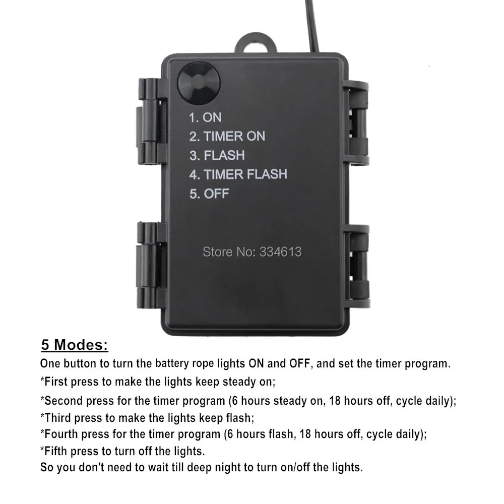 Гирлянды на батарейках, 5 режимов таймера, 5 м, 10 м, светодиодный фонарь на веревке, водонепроницаемая ПВХ трубка для рождественского праздника, уличного украшения