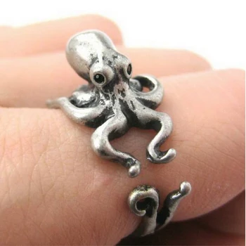

Wholesale 10Pc/lot Adjustable Octopus Ring 3D Animal Rings Vintage Punk Retro Style For Men Women Geeks Party Jewelry