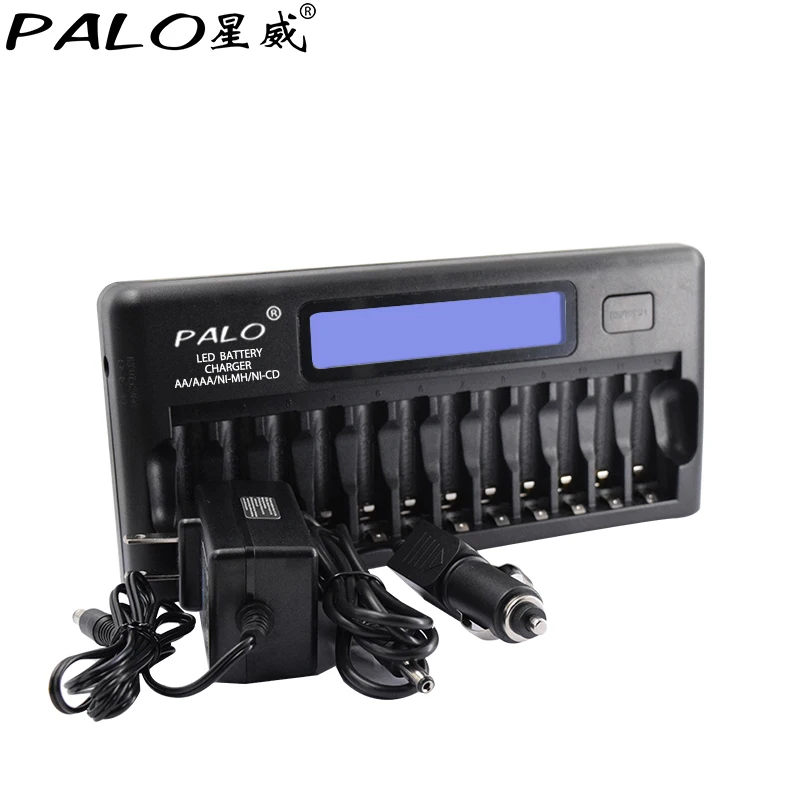 

Palo 12 Slots Smart LCD Built-In IC Protection Intelligent Rapid Battery Fast Charger for 12 Pcs 1.2V AA/AAA Ni-MH/Ni-CD