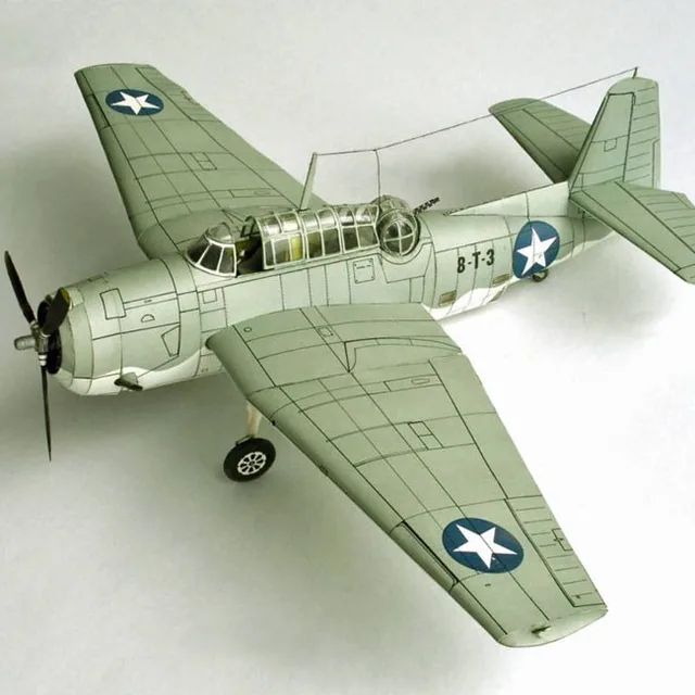 New 3D Paper Model aircraft 133 scale World War II US TBM 3 Bomber