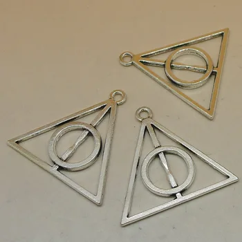 

A0492 Tibet Silver Triangle Deathly Hallows Charm Pedant Alloy Jewelry Accessories 50 Pcs 32x33mm