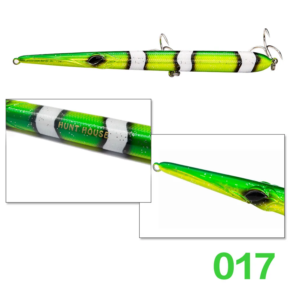 Hunthouse skipping leurre stickbait игла карандаш морская рыболовная приманка 205 мм 31 г плавающая 36 г Тонущая 14 цветов garfish skipping - Цвет: 017