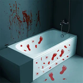 

3D Halloween Decoration Prop Window Mirror Clings Cling Bloody Handprint Footprint Spot Decoration Festive & Party Supplies