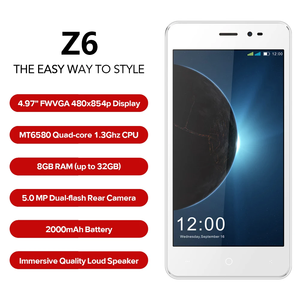 LEAGOO Z6 3g Смартфон Android 6 0 4 97 "Дисплей мобильного телефона MT6580M ядра 1. Гц 1 ГБ