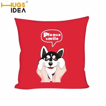

HUGSIDEA New Cushion Cover for Sofa 45x45cm cojines decorativos Smile Husky Car Back Pillow Case Soft Polyester Pillow Cover