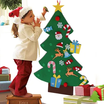 

OurWarm DIY Felt Christmas Tree Calendar Ornament Sticker Kids Parent Gifts Toy Merry Christmas Party Decoration New Year Gifts