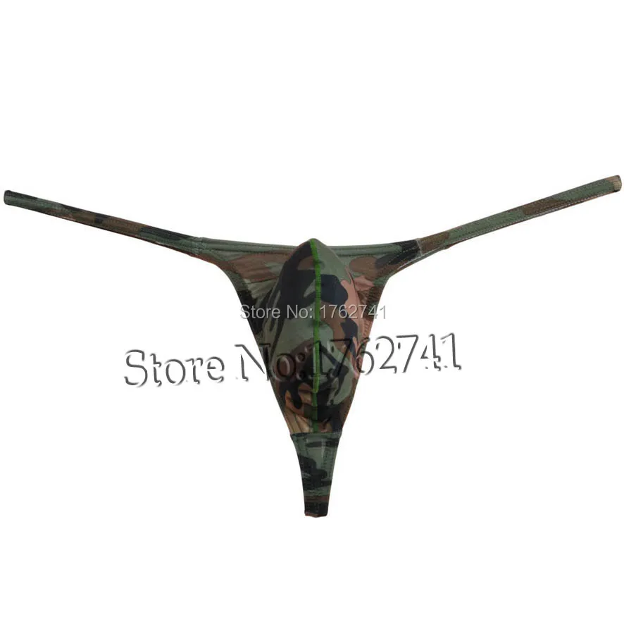 

Men's Camouflage Micro String Thongs Bulge Pouch T-back Underwear Gay Tanga