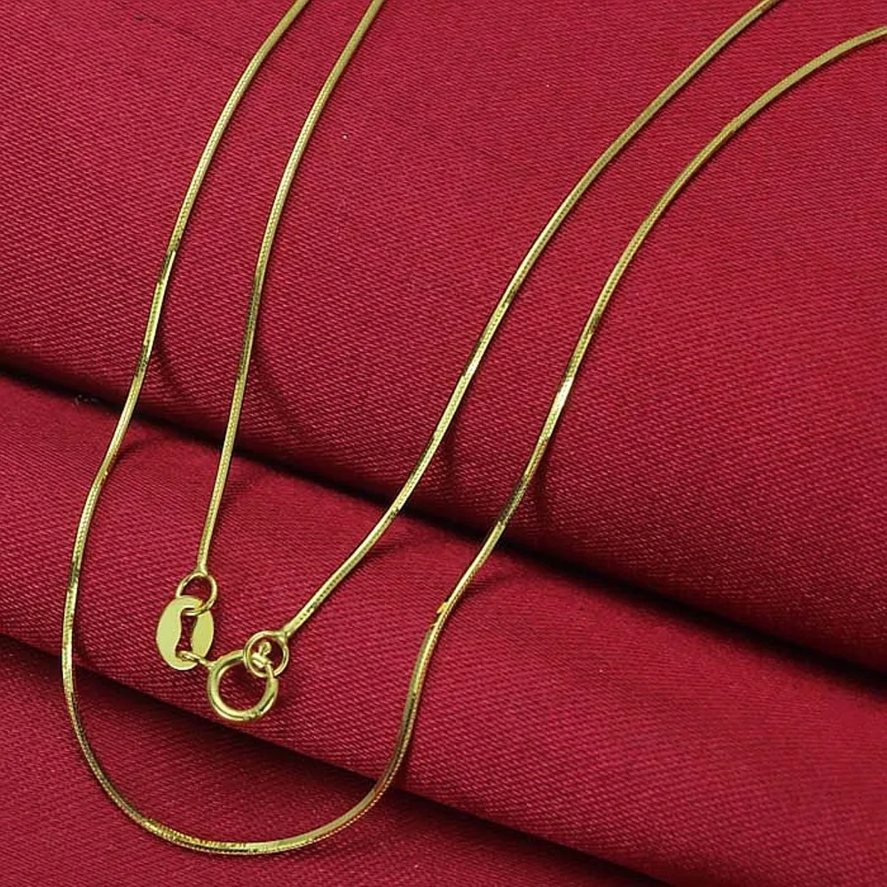 

Fine Au750 Real 18K Yellow Gold Chain Women Snake Link Necklace 16inch