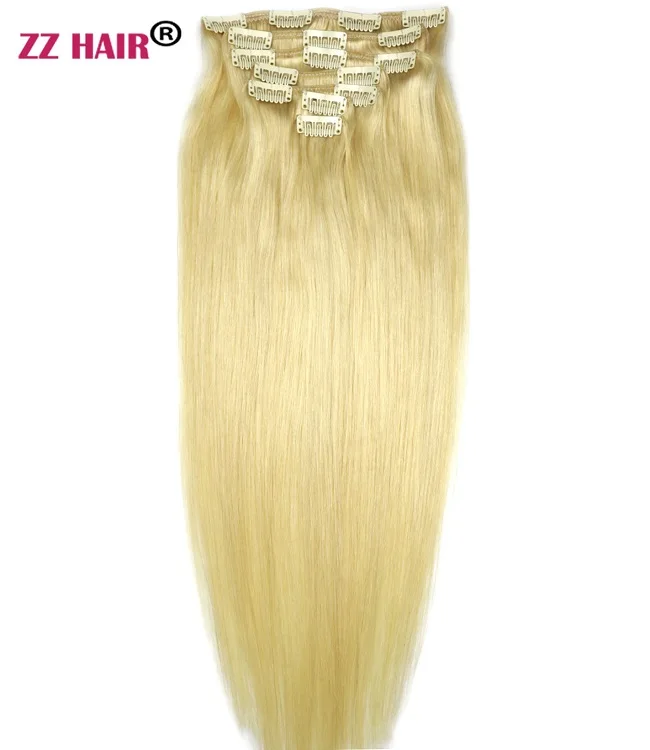 ZZHAIR 100g-140g 16 "-24" Искусственные волосы одинаковой направленности волос 7 шт набор Клипов в 100% Пряди человеческих волос для наращивания