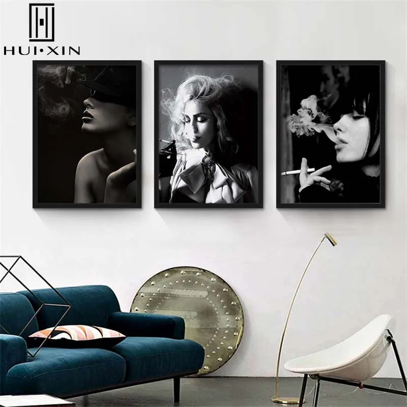 Us 4 16 49 Off Cool Smoking Lady Wild Pretty Western Style Background Wall Paintings Classy Art Canvas Poster For Toilet Or Bedroom Decoration In