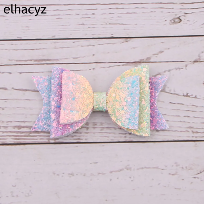 

1PC New 3.5'' Glitter Sequin Hair Bows Clips For Girls Hair Clip DIY Leather Hairgrips Kids Leather Hairpin Hair Accessories