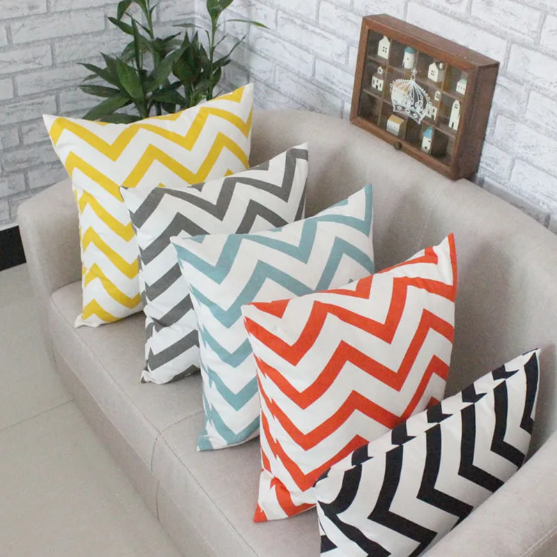 

Cotton Striped Sofa Cushion Cover Wave Square Throw Pillow Cover Home Decor 40cmx40cm, 45cmx45cm, 50cmx50cm, 60cmx60cm XF482