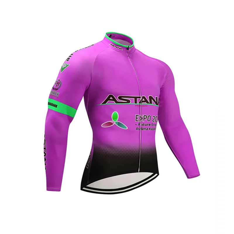 Весна Осень 2018 Pro team astana длинный рукав Велоспорт Джерси Ropa Ciclismo дышащая гоночная