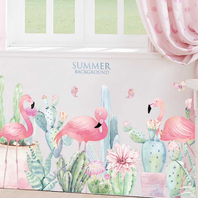 

DIY Cactus Flamingo Wall Sticker Home Decoration Waterproof Poster Wall Art